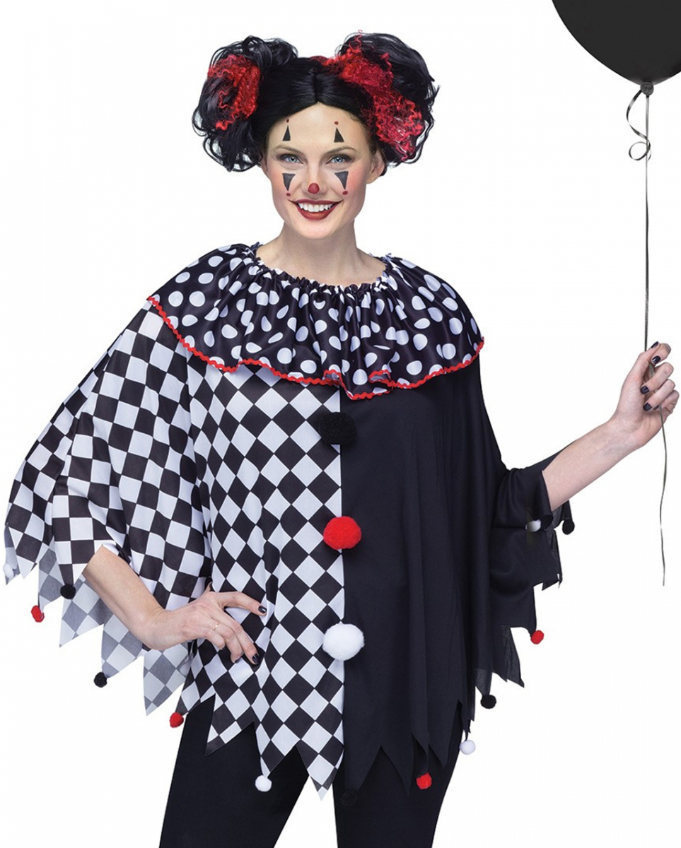 Schwarz Weißer Clowns Poncho One Size