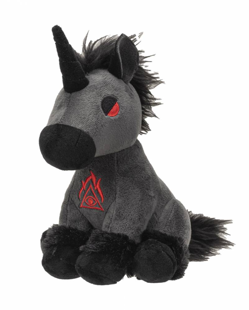 Schwarzes Gothic Einhorn aus Plüsch 20cm