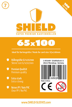 Shield 7 - 100 Super Premium Kartenh�llen f�r Kartengr��e 65 x 100 mm