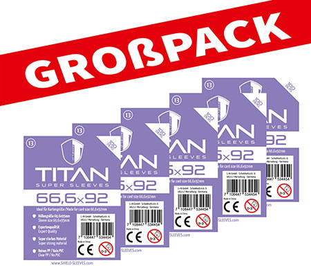 Shield Titan 13 - (100er Gro�pack) 100 Super Sleeves f�r Kartengr��e 66,6 x 92 mm