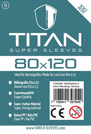 Shield Titan 9 - 100 Super Sleeves f�r Kartengr��e 80 x 120 mm