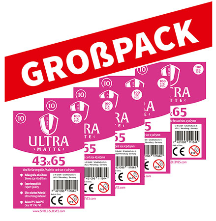 Shield Ultra Matte 10 - (100er Gro�pack) 100 Super Sleeves f�r Kartengr��e 43 x 65 mm