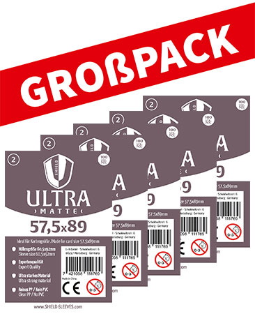 Shield Ultra Matte 2 - (100er Gro�pack) 100 Super Sleeves f�r Kartengr��e 57,5 x 89 mm