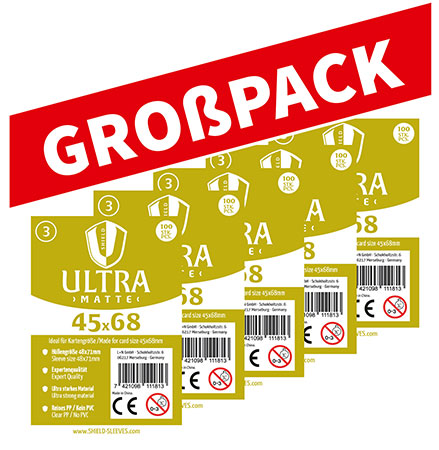 Shield Ultra Matte 3 - (100er Gro�pack) 100 Super Sleeves f�r Kartengr��e 45 x 68 mm