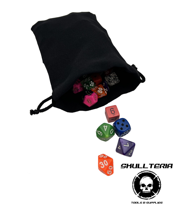 Skullteria Würfelbeutel schwarz groß Dice Bag Würfel Beutel Kleinteile Behälter