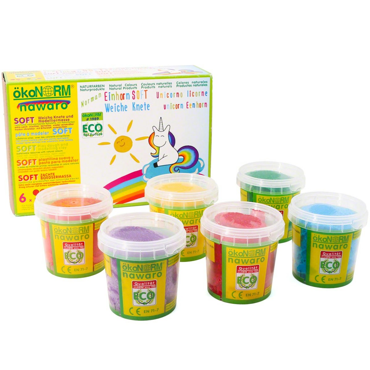 Soft Knete nawaro Set in 6 Farben - Einhorn Soft Knete nawaro Set in 6 Farben - Einhorn