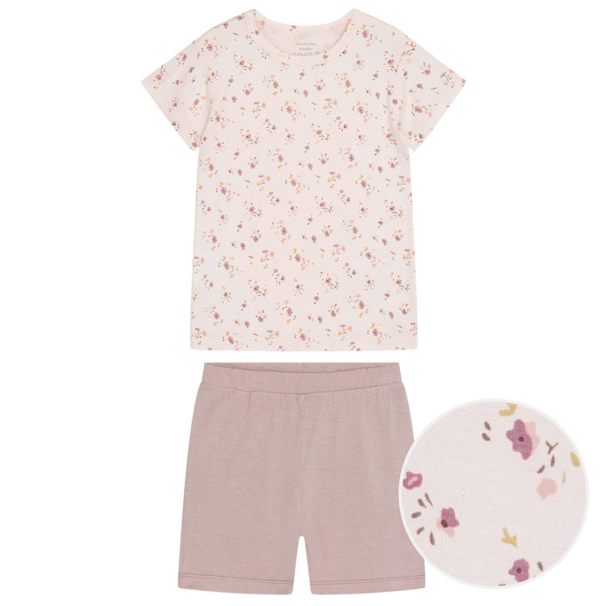 Softer Schlafanzug Bambusviskose kurz Blumen rosa 128 Softer Schlafanzug Bambusviskose kurz Blumen rosa 128