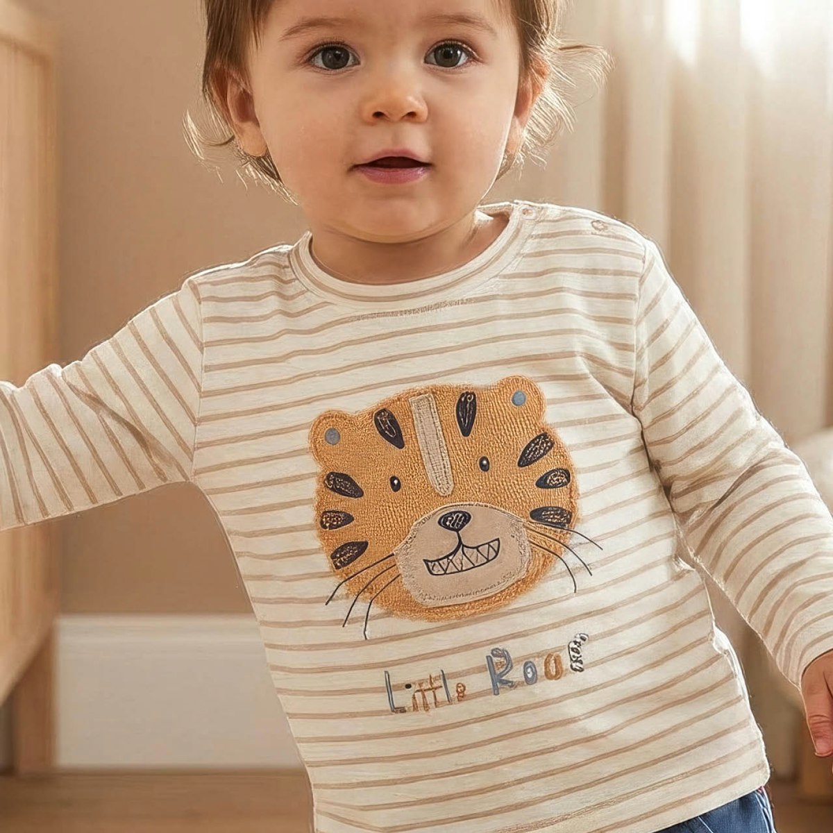 Softes Langarmshirt Löwe geringelt 86/92 Softes Langarmshirt Löwe geringelt 86/92