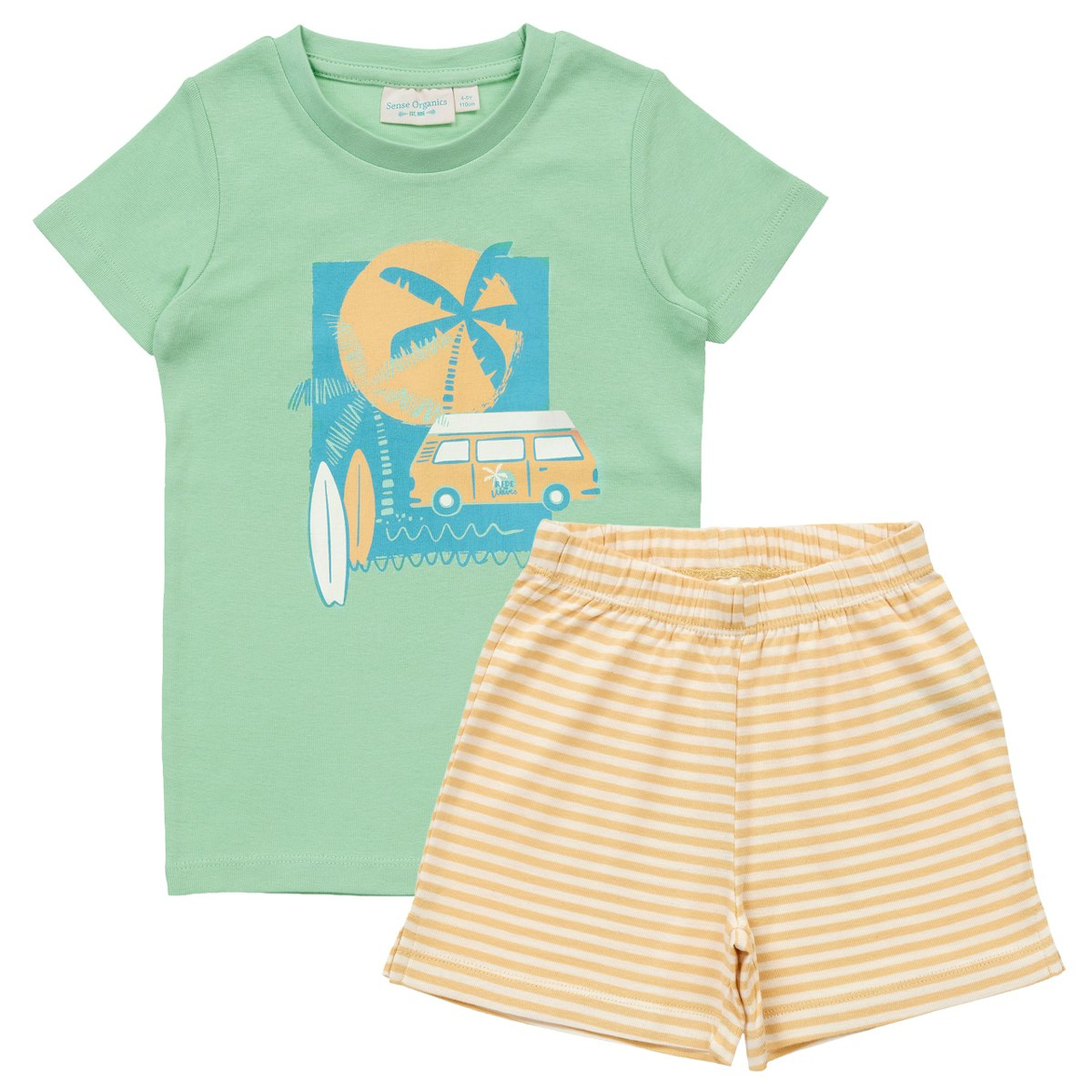 Sommer Kinder Schlafanzug kurz Camper mintgrün 128 Sommer Kinder Schlafanzug kurz Camper mintgrün 128