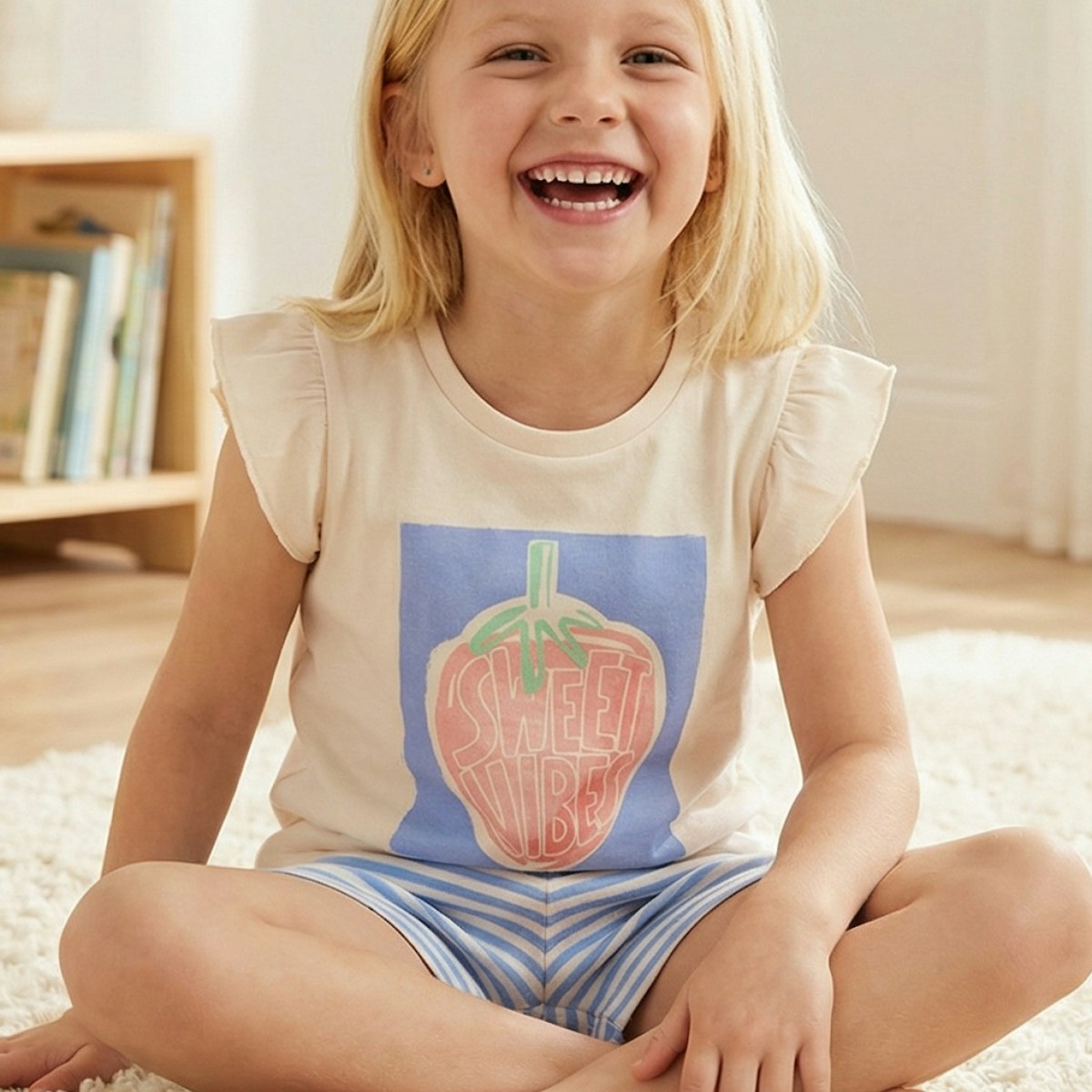 Sommer Kinder Schlafanzug kurz Erdbeere weiß 128 Sommer Kinder Schlafanzug kurz Erdbeere weiß 128