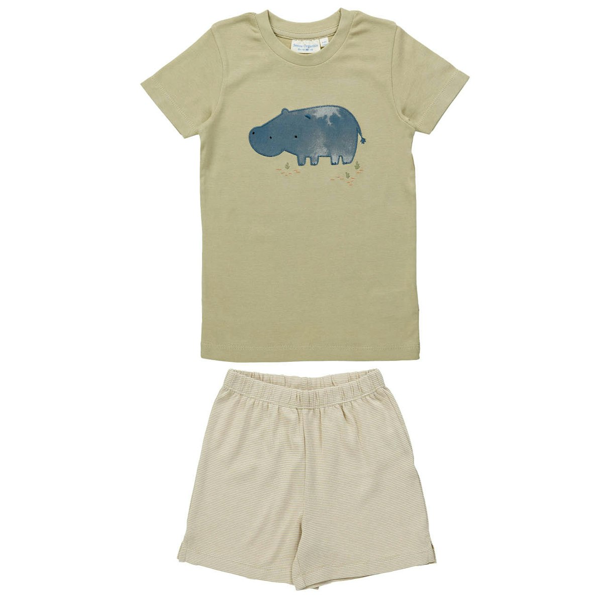 Sommer Kinder Schlafanzug kurz Hippo khaki 98/104 Sommer Kinder Schlafanzug kurz Hippo khaki 98/104