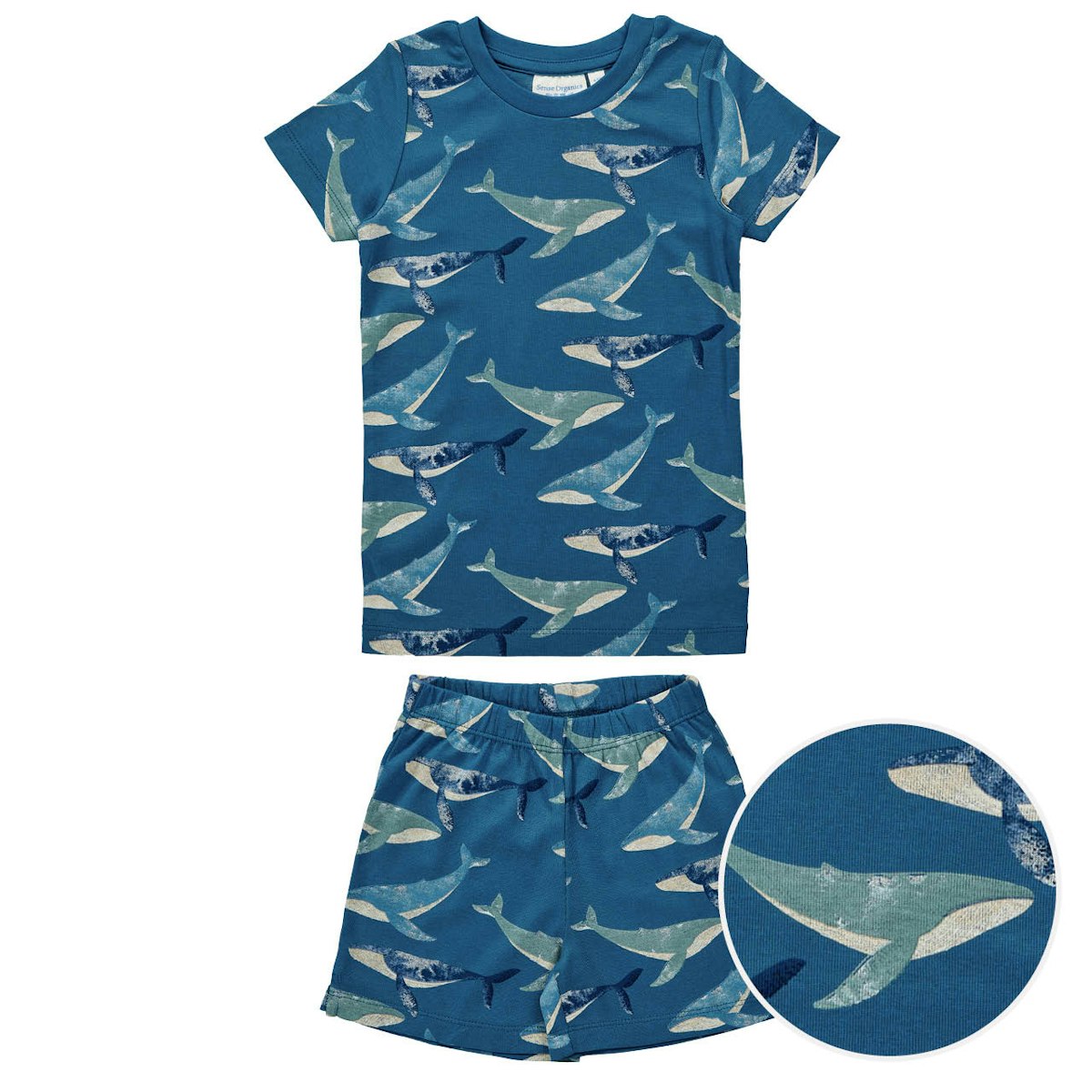 Sommer Kinder Schlafanzug kurz Wale blau 104/110 Sommer Kinder Schlafanzug kurz Wale blau 104/110