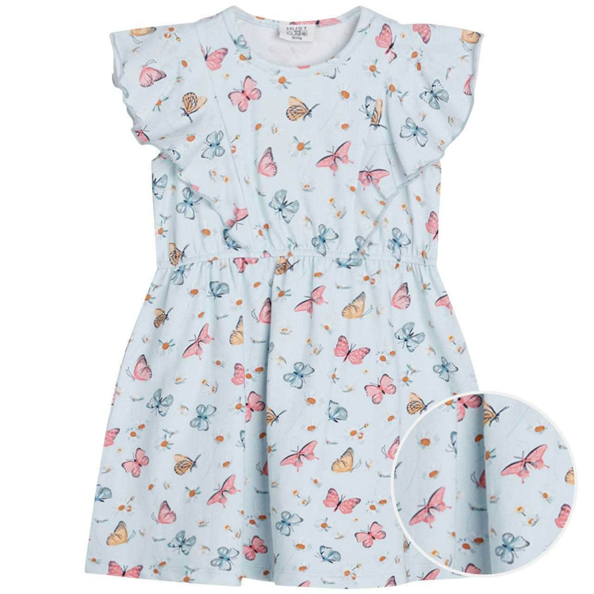 Sommer Kleid Rüschen Schmetterlinge hellblau 86 Sommer Kleid Rüschen Schmetterlinge hellblau 86