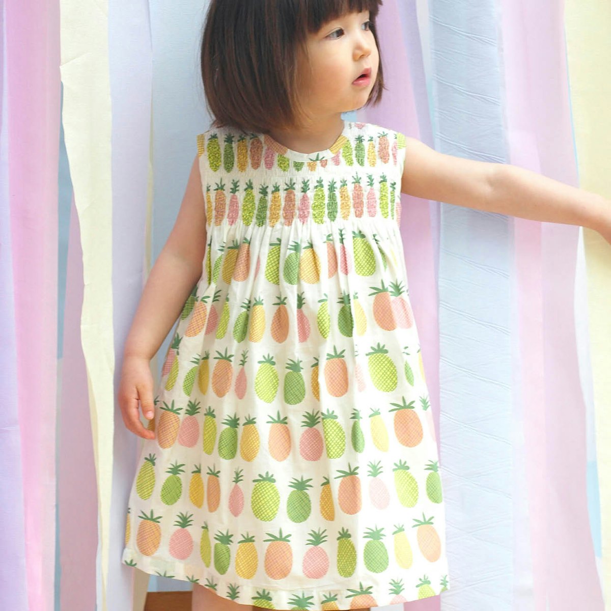 Sommer Kleid ohne Arm Ananas 122 Sommer Kleid ohne Arm Ananas 122