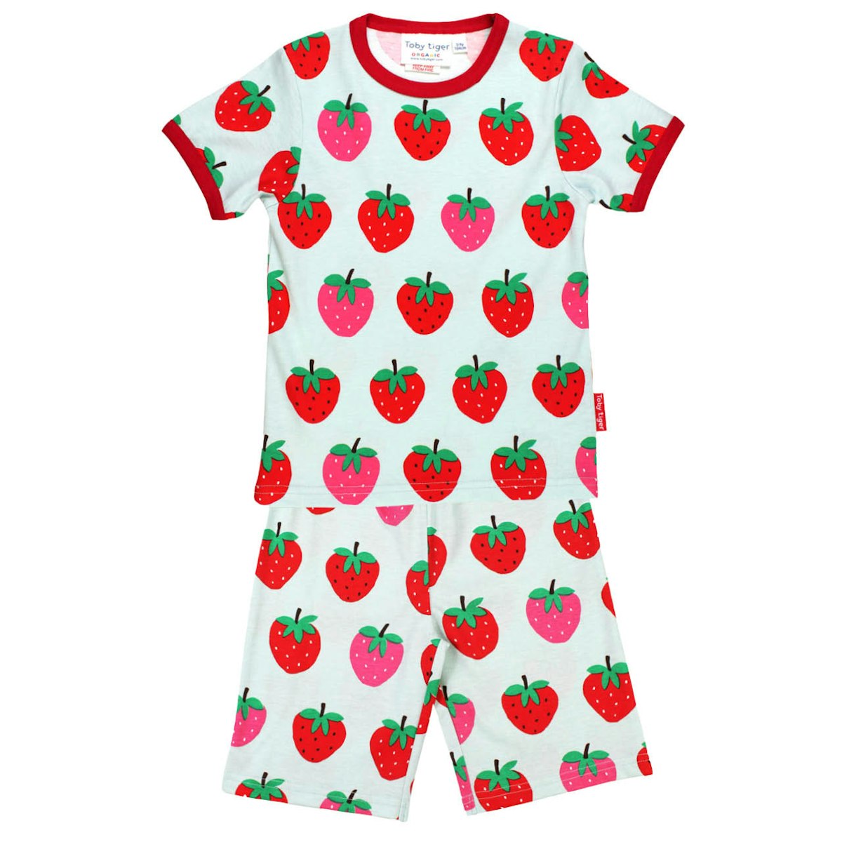 Sommerlicher Schlafanzug Erdbeeren hellblau 92 Sommerlicher Schlafanzug Erdbeeren hellblau 92