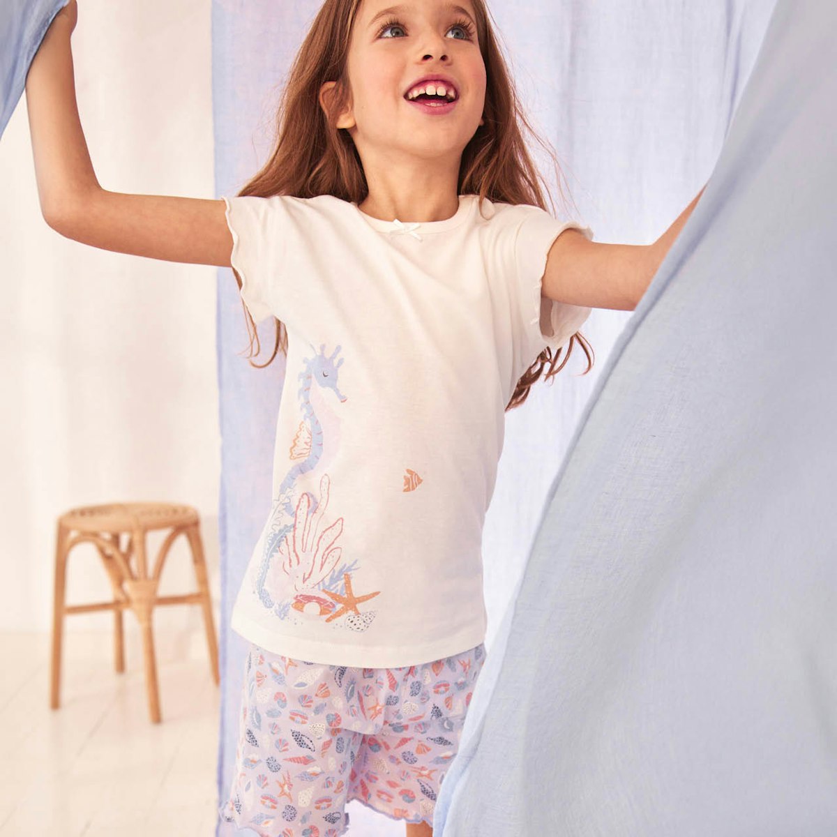 Sommerlicher Schlafanzug Meereswelt weiß 104 Sommerlicher Schlafanzug Meereswelt weiß 104