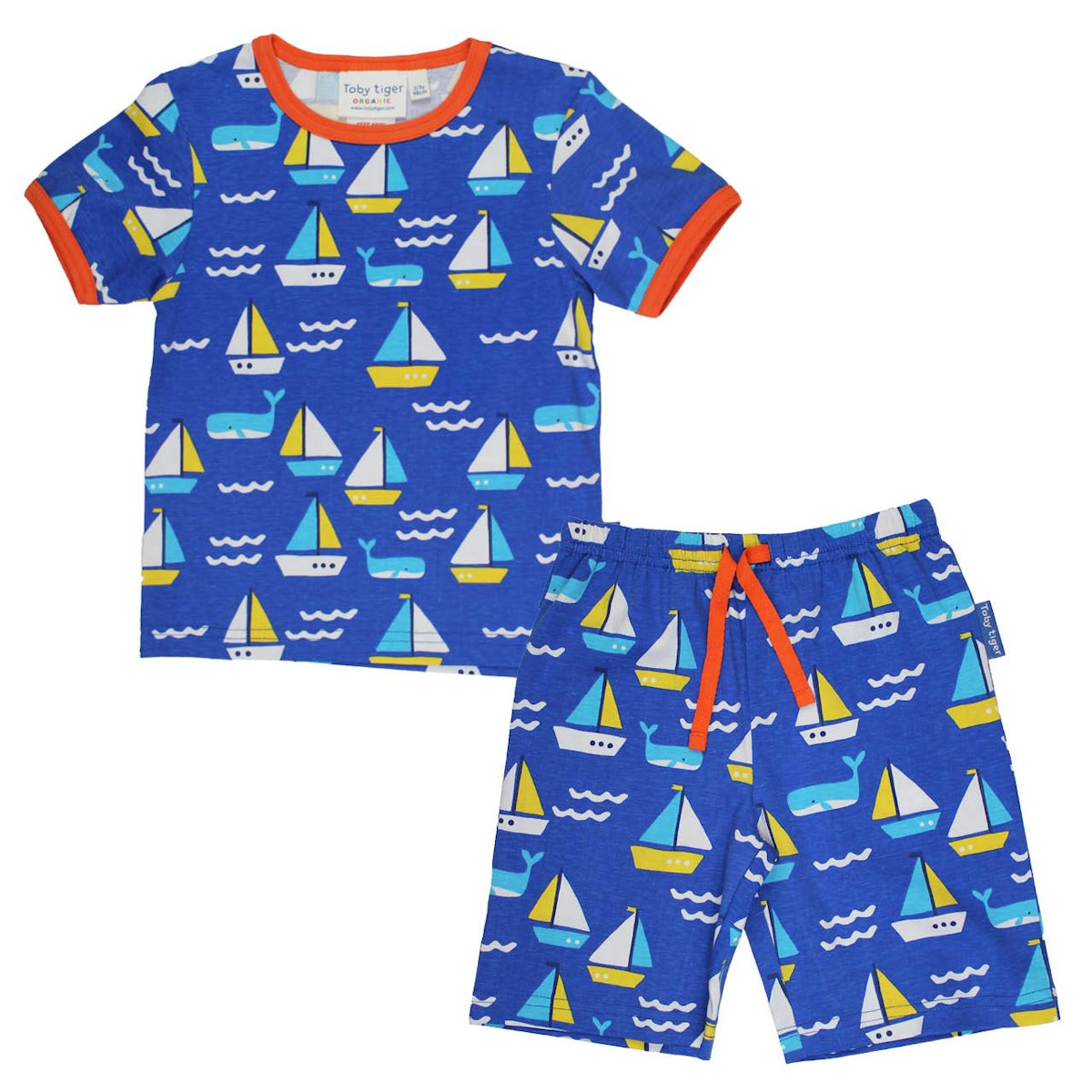 Sommerlicher Schlafanzug Segelschiffe blau 122 Sommerlicher Schlafanzug Segelschiffe blau 122