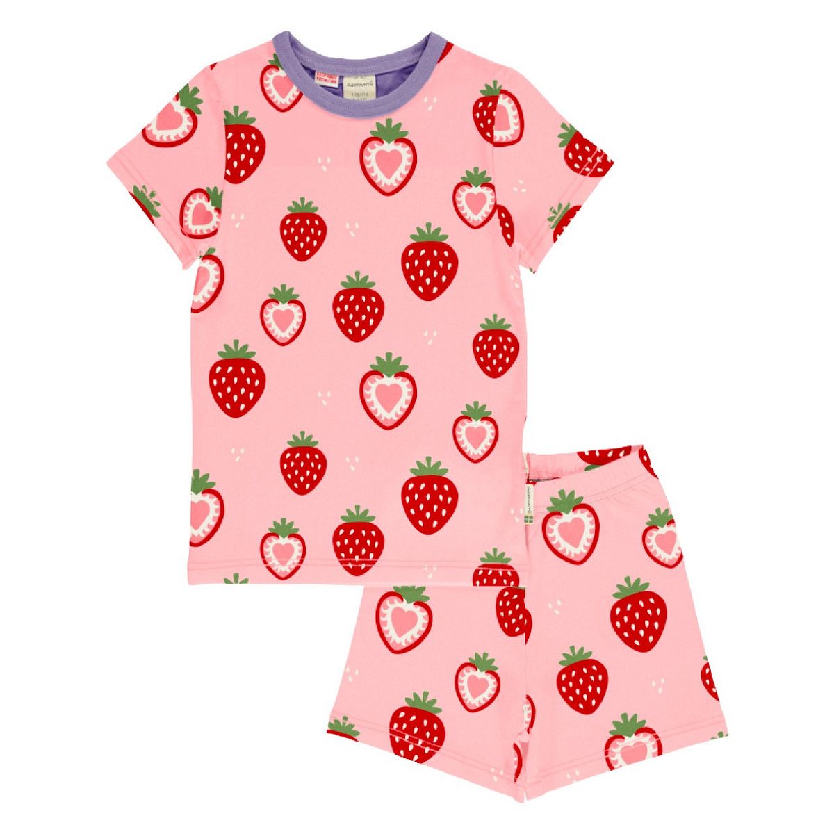 Sommerlicher Schlafanzug kurzam Erdbeeren rosa 122/128 Sommerlicher Schlafanzug kurzam Erdbeeren rosa 122/128