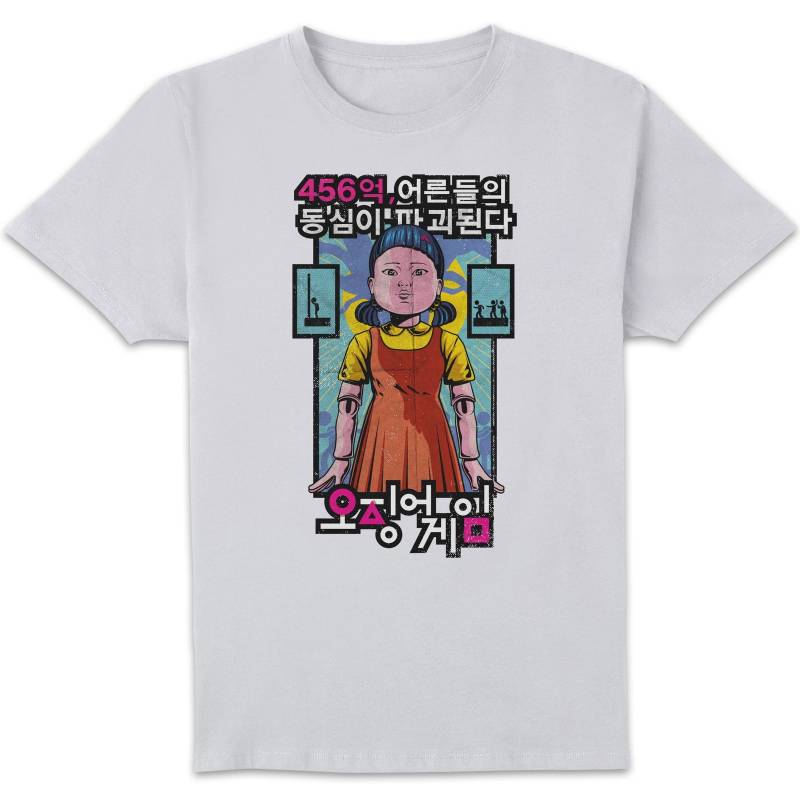 Squid Game Doll Korean Men's T-Shirt - White - 5XL