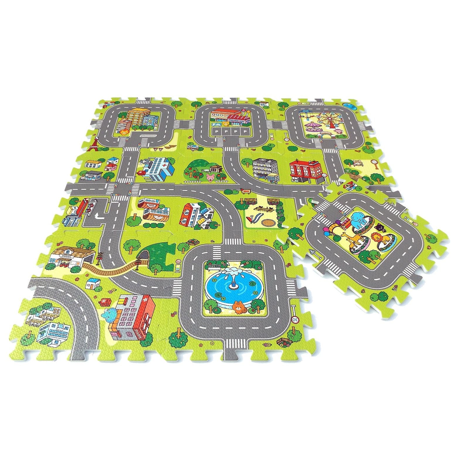 Stadt Puzzlematte, Schaumstoff Straßen Spielmatte, 9 tlg. Stadt Puzzlematte, Schaumstoff Straßen Spielmatte, 9 tlg.