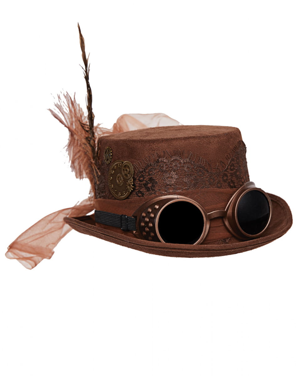 Steampunk Hut mit Goggles Braun Steampunk Hut mit Goggles Braun