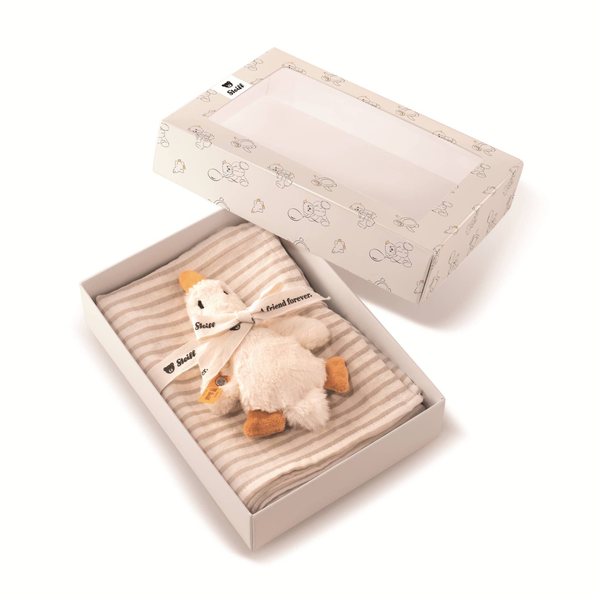 Steiff - Geschenkset Gilda Gans Greifling mit Rassel und Spucktuch, mehrfarbig 20 cm Steiff - Geschenkset Gilda Gans Greifling mit Rassel und Spucktuch, mehrfarbig 20 cm
