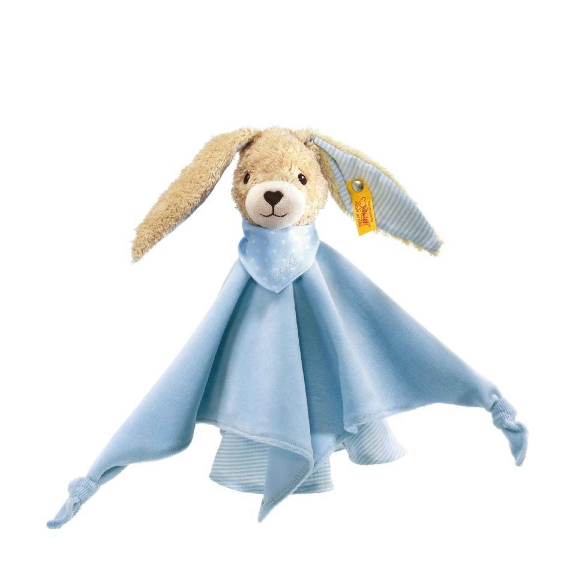 Steiff - SCHMUSETUCH HASE HOPPEL BLAU 28 CM Steiff - SCHMUSETUCH HASE HOPPEL BLAU 28 CM