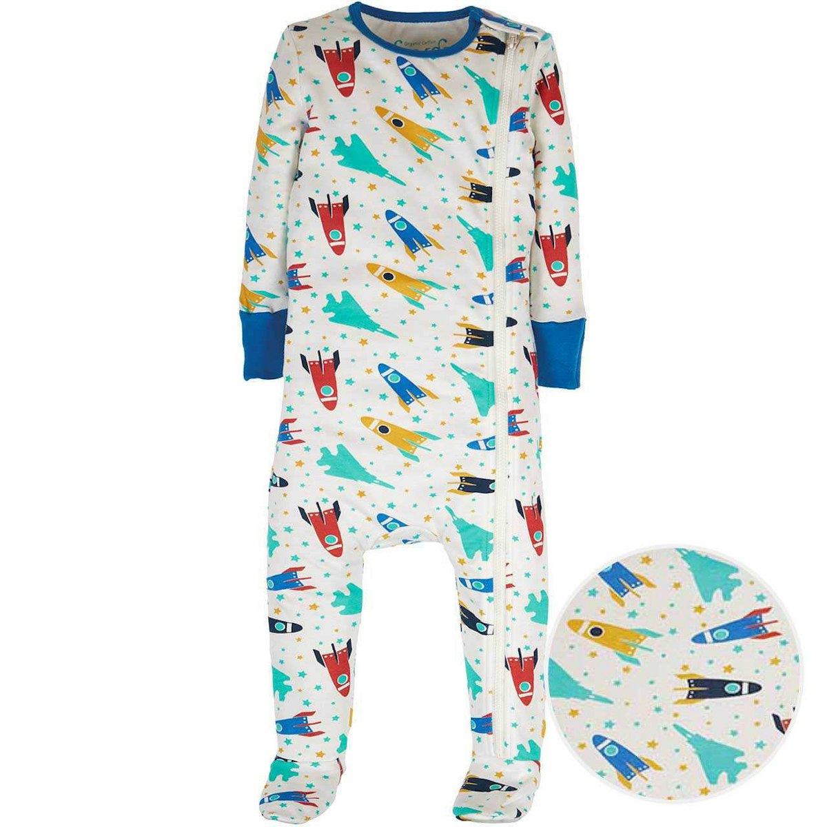 Strampler Zipper Raketen in weiß 80/86 Strampler Zipper Raketen in weiß 80/86