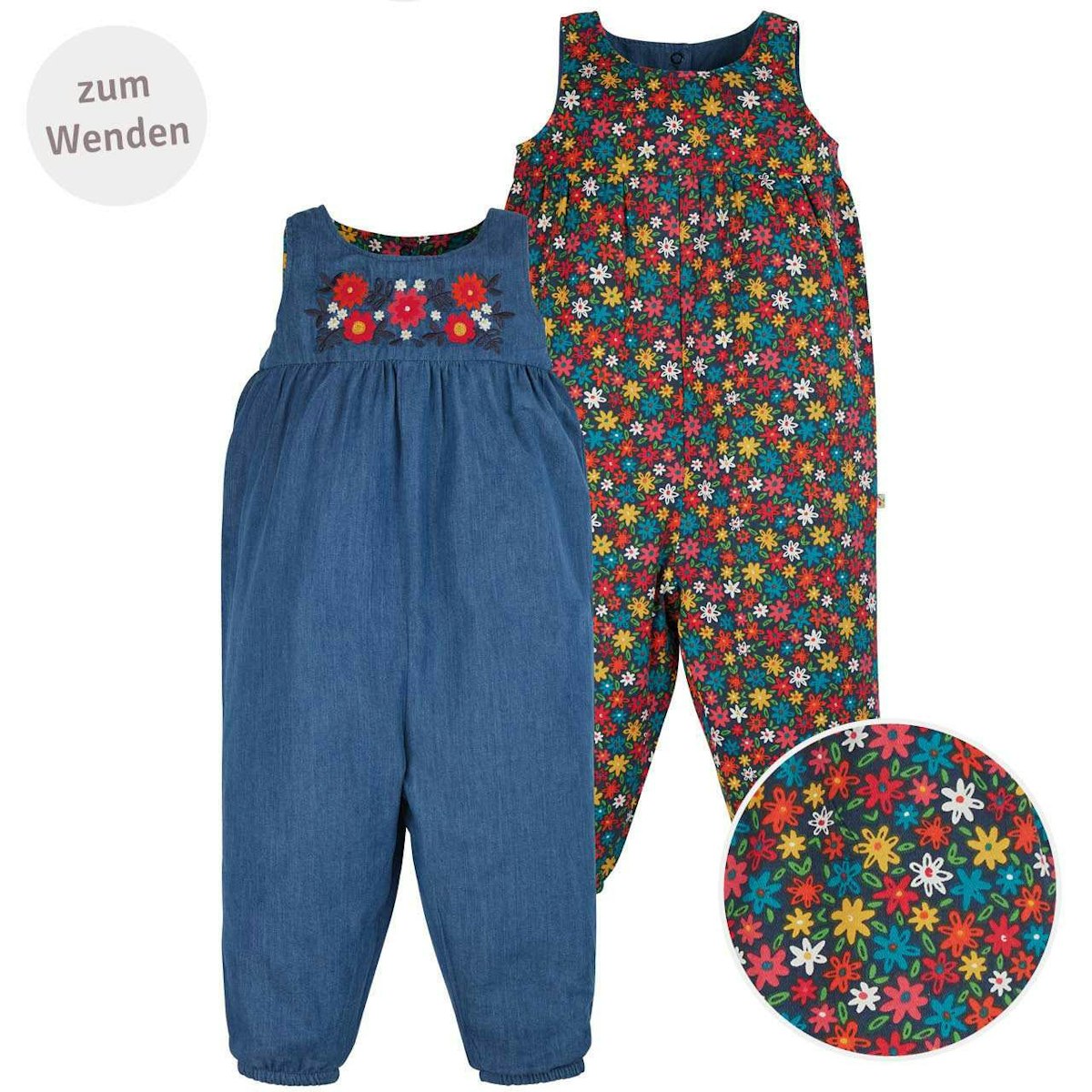 Strampler zum Wenden Gänseblümchen jeans-blau 104/110 Strampler zum Wenden Gänseblümchen jeans-blau 104/110