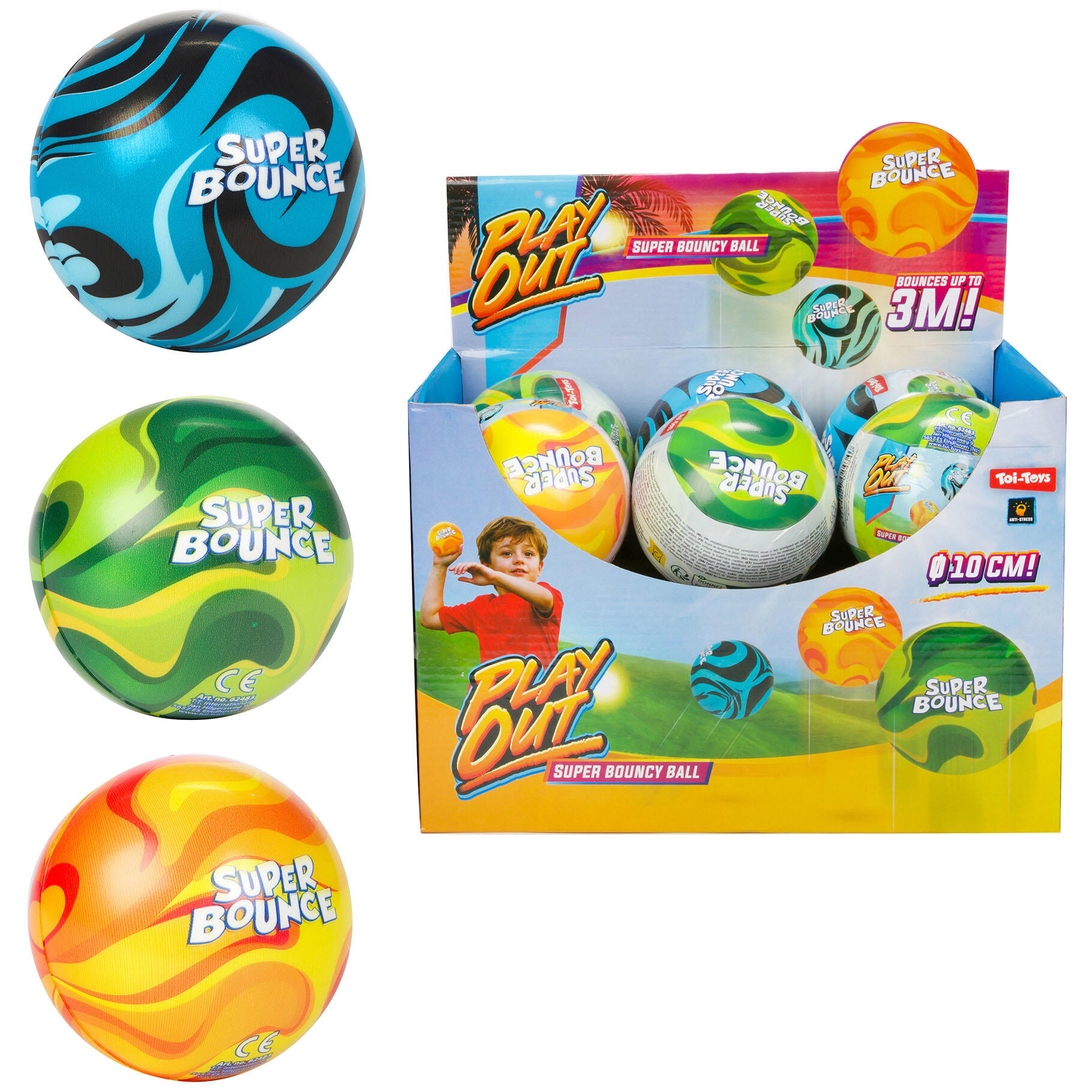 Sunflex - Ball Flummi Mega Bounce 10 cm, 3fach sort. Sunflex - Ball Flummi Mega Bounce 10 cm, 3fach sort.