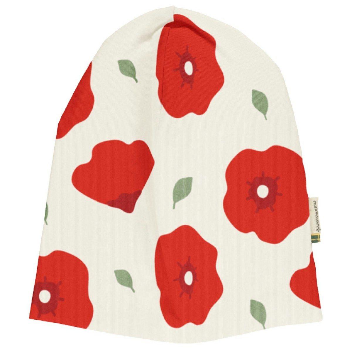Sweat Beanie Mohnblumen weiß 56/58 Sweat Beanie Mohnblumen weiß 56/58