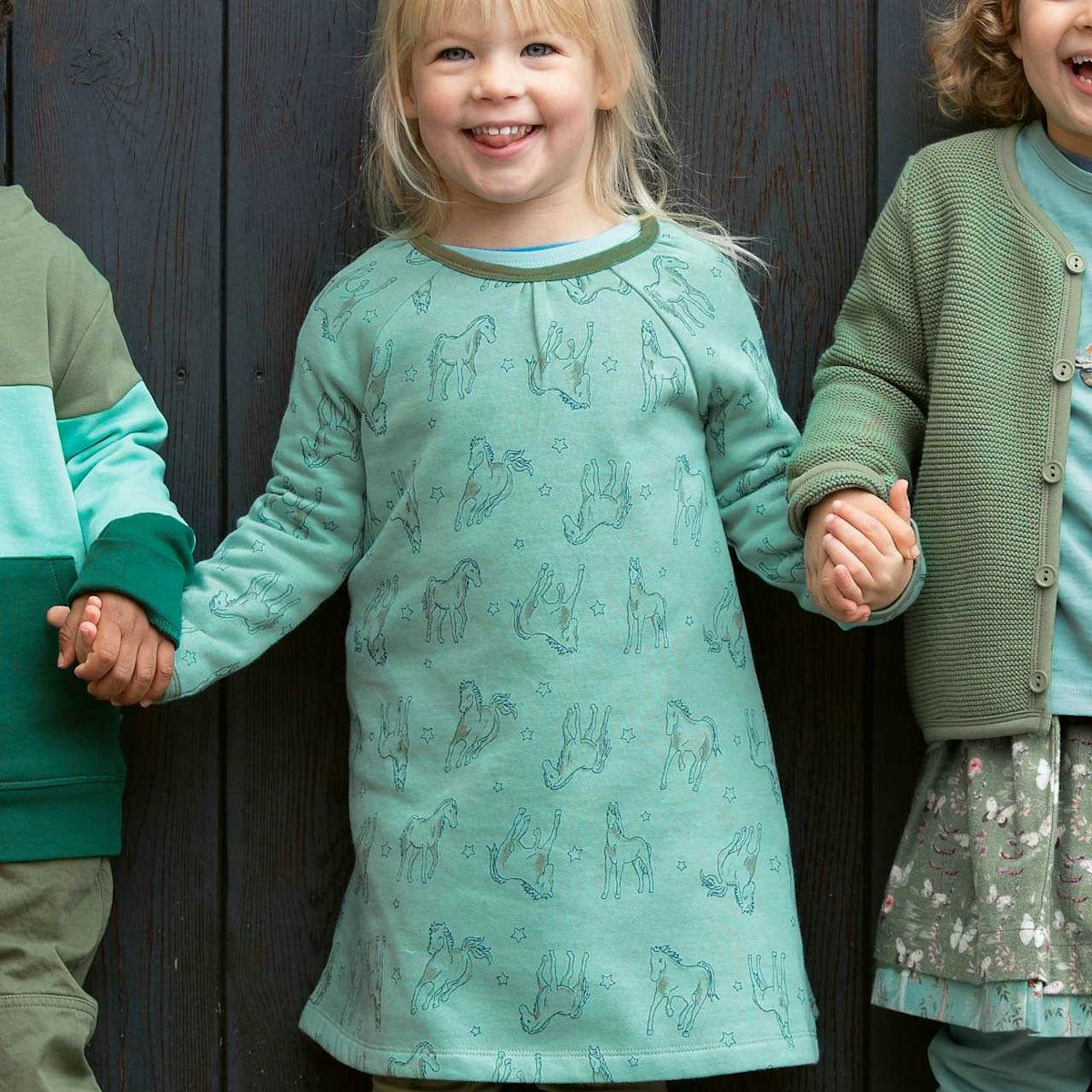 Sweatkleid Pferde-Druck in türkis 140 Sweatkleid Pferde-Druck in türkis 140