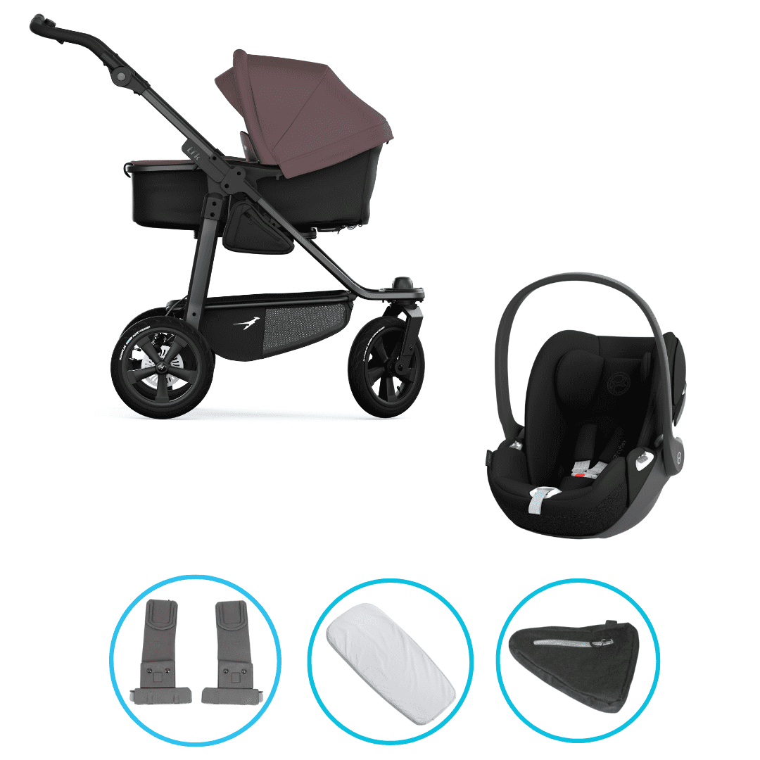 TFK Mono 3 3in1 Kinderwagen Set Braun mit Cybex Cloud T i-Size Sepia Black & TFK Mono Adapter TFK Mono 3 3in1 Kinderwagen Set Braun mit Cybex Cloud T i-Size Sepia Black & TFK Mono Adapter