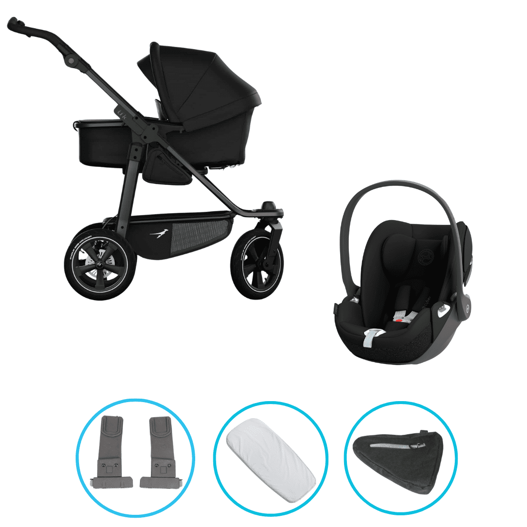 TFK Mono 3 3in1 Kinderwagen Set Schwarz mit Cybex Cloud T i-Size Sepia Black & TFK Mono Adapter TFK Mono 3 3in1 Kinderwagen Set Schwarz mit Cybex Cloud T i-Size Sepia Black & TFK Mono Adapter