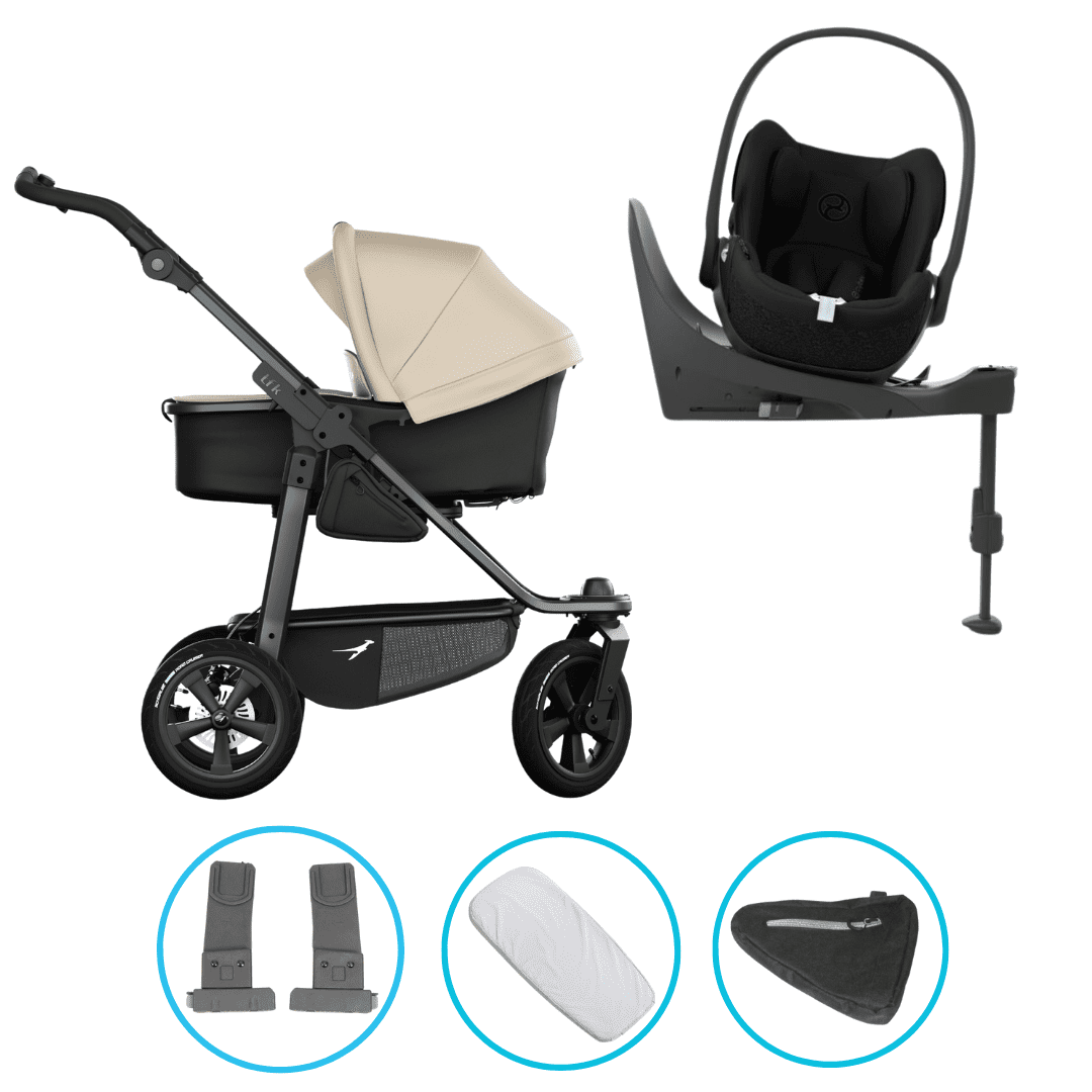 TFK Mono 3 4in1 Kinderwagen Set Sand mit CYBEX Cloud T i-Size Sepia Black, CYBEX Base T & TFK Mono Adapter TFK Mono 3 4in1 Kinderwagen Set Sand mit CYBEX Cloud T i-Size Sepia Black, CYBEX Base T & TFK Mono Adapter