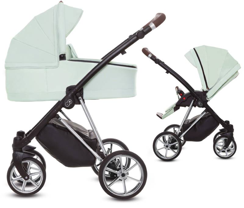 TPFLiving 2in1 Kinderwagen Ultra Stoff - Mint / Gestell Chrom