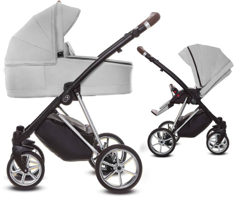 TPFLiving 2in1 Kinderwagen Ultra Stoff - Zen / Gestell Chrom