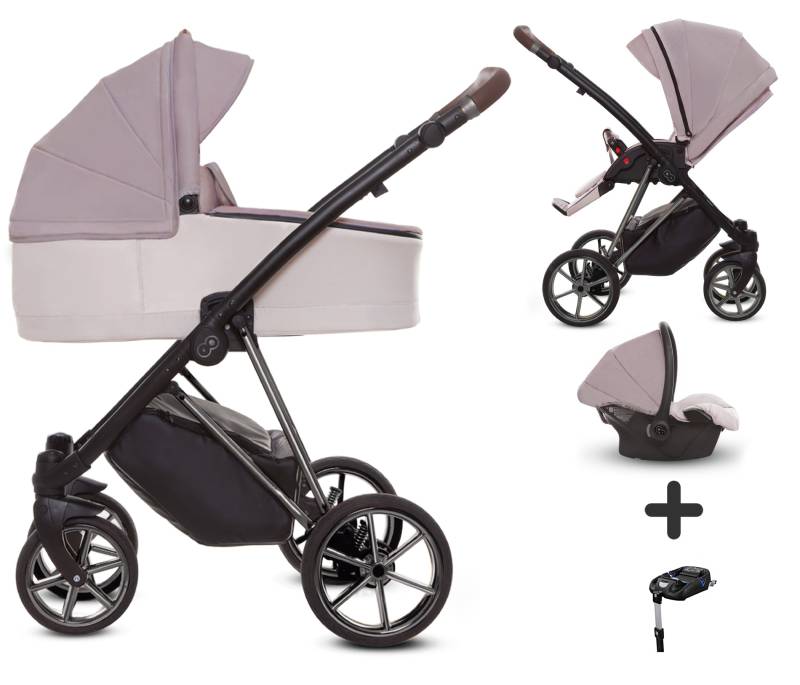 TPFLiving 4in1 Kinderwagen Ultra Stoff - Pastell / Gestell Silber