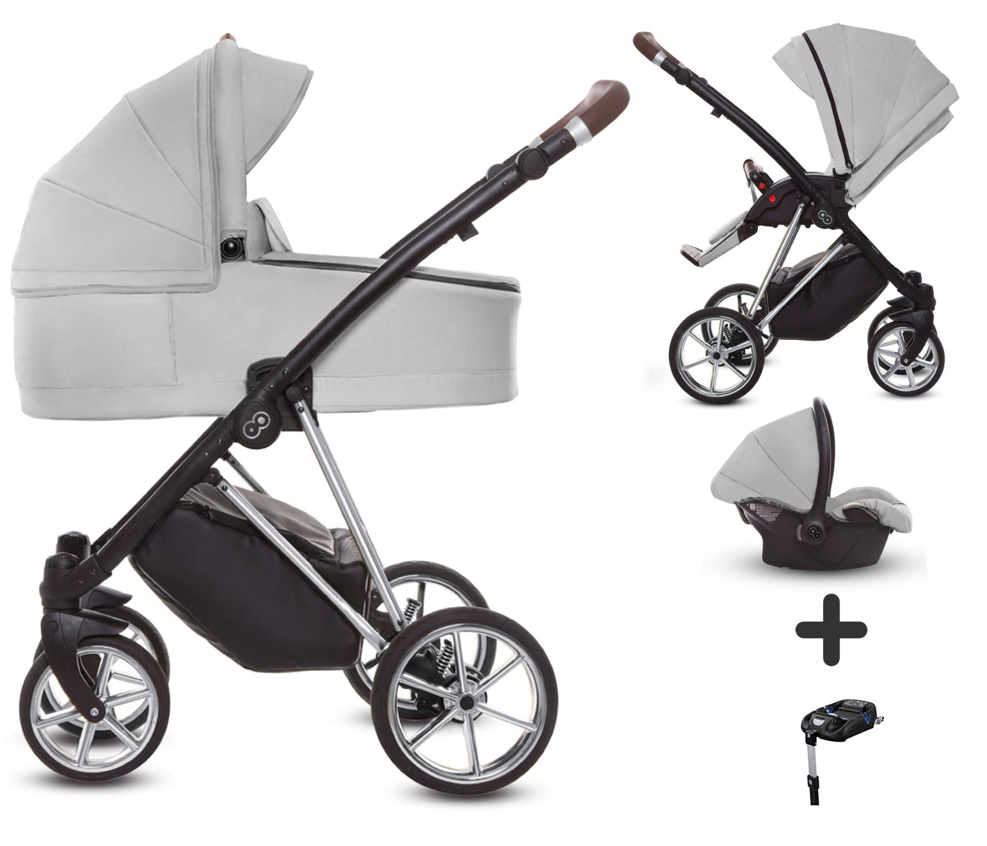 TPFLiving 4in1 Kinderwagen Ultra Stoff - Zen / Gestell Chrom