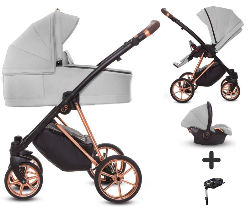 TPFLiving 4in1 Kinderwagen Ultra Stoff - Zen / Gestell Roségold