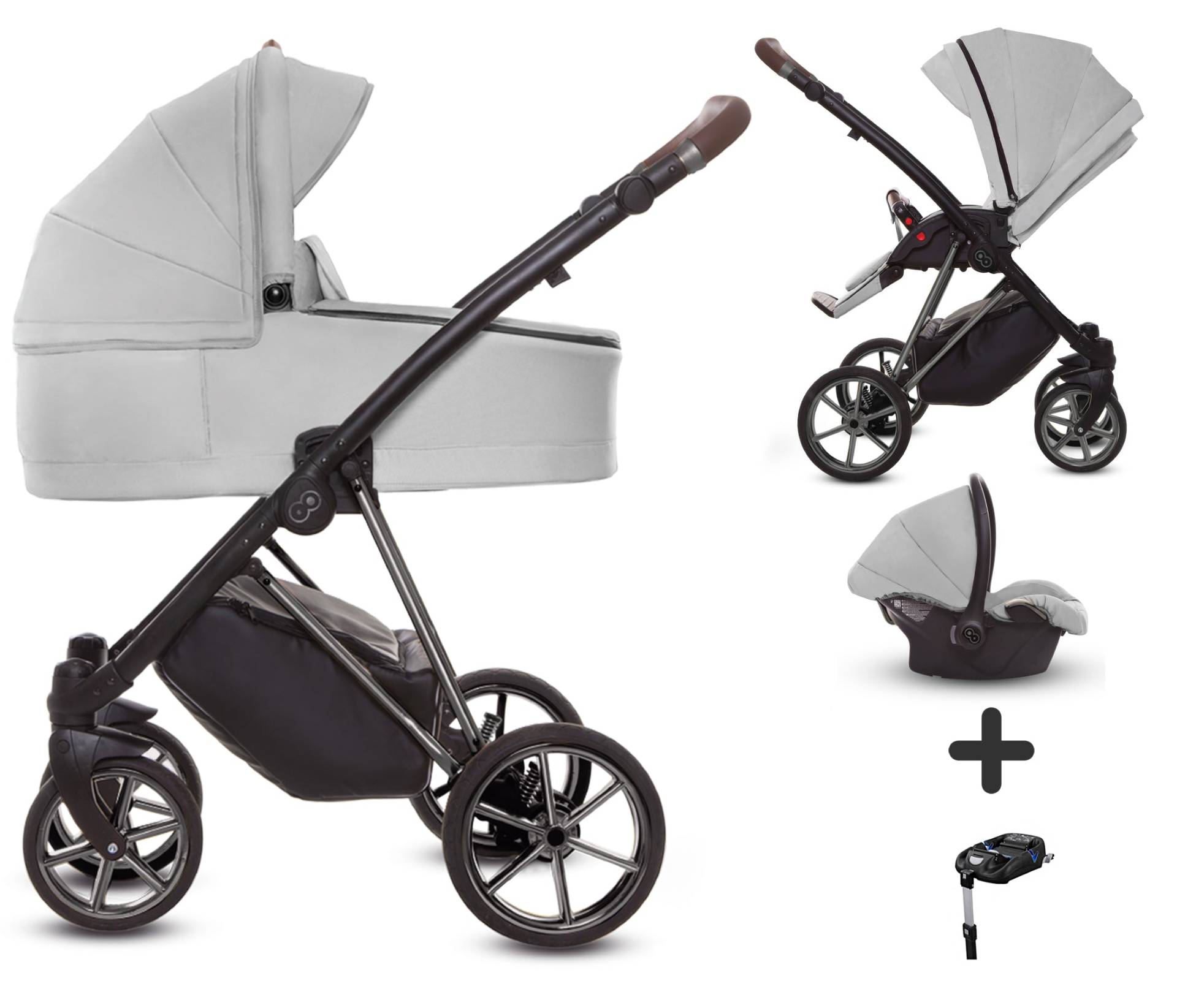 TPFLiving 4in1 Kinderwagen Ultra Stoff - Zen / Gestell Silber