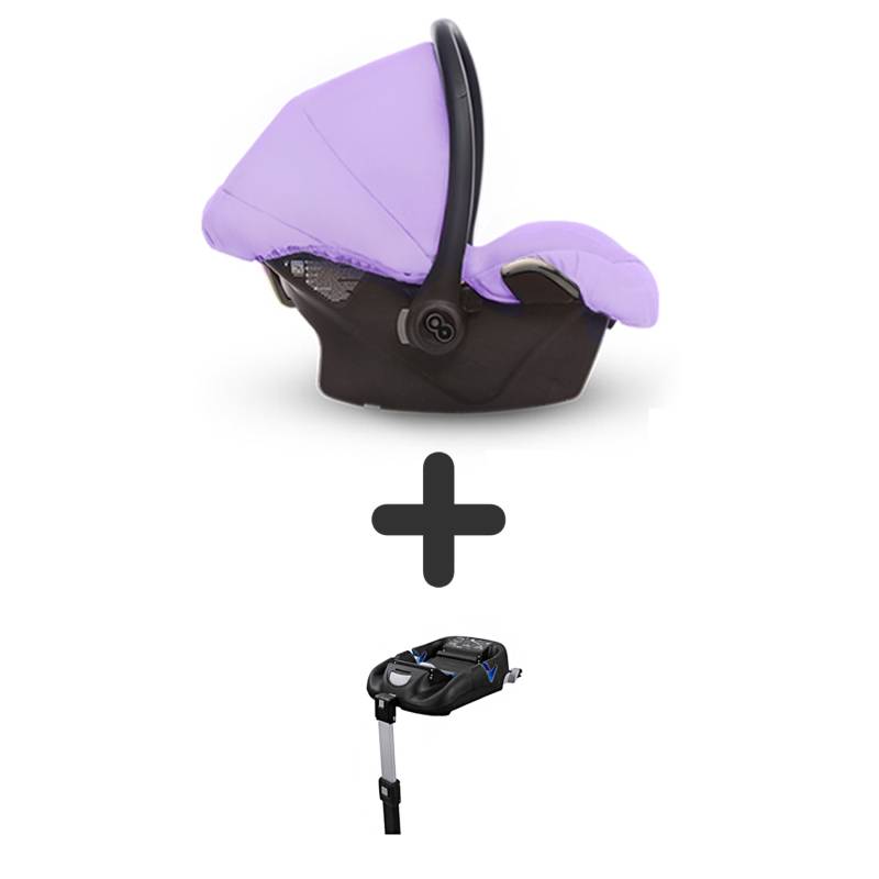 TPFLiving Babyschale Ultra Stoff mit oder ohne Isofix - Lila / Nickel / mit Isofix