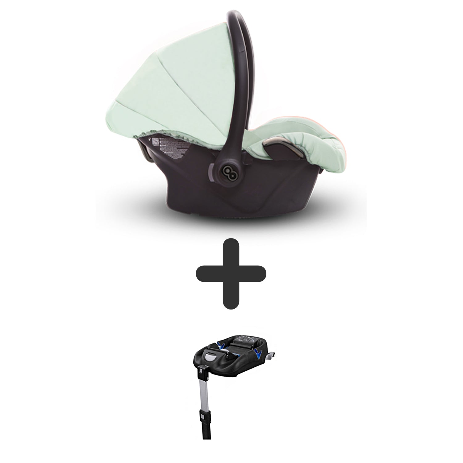 TPFLiving Babyschale Ultra Stoff mit oder ohne Isofix - Mint / Nickel / mit Isofix