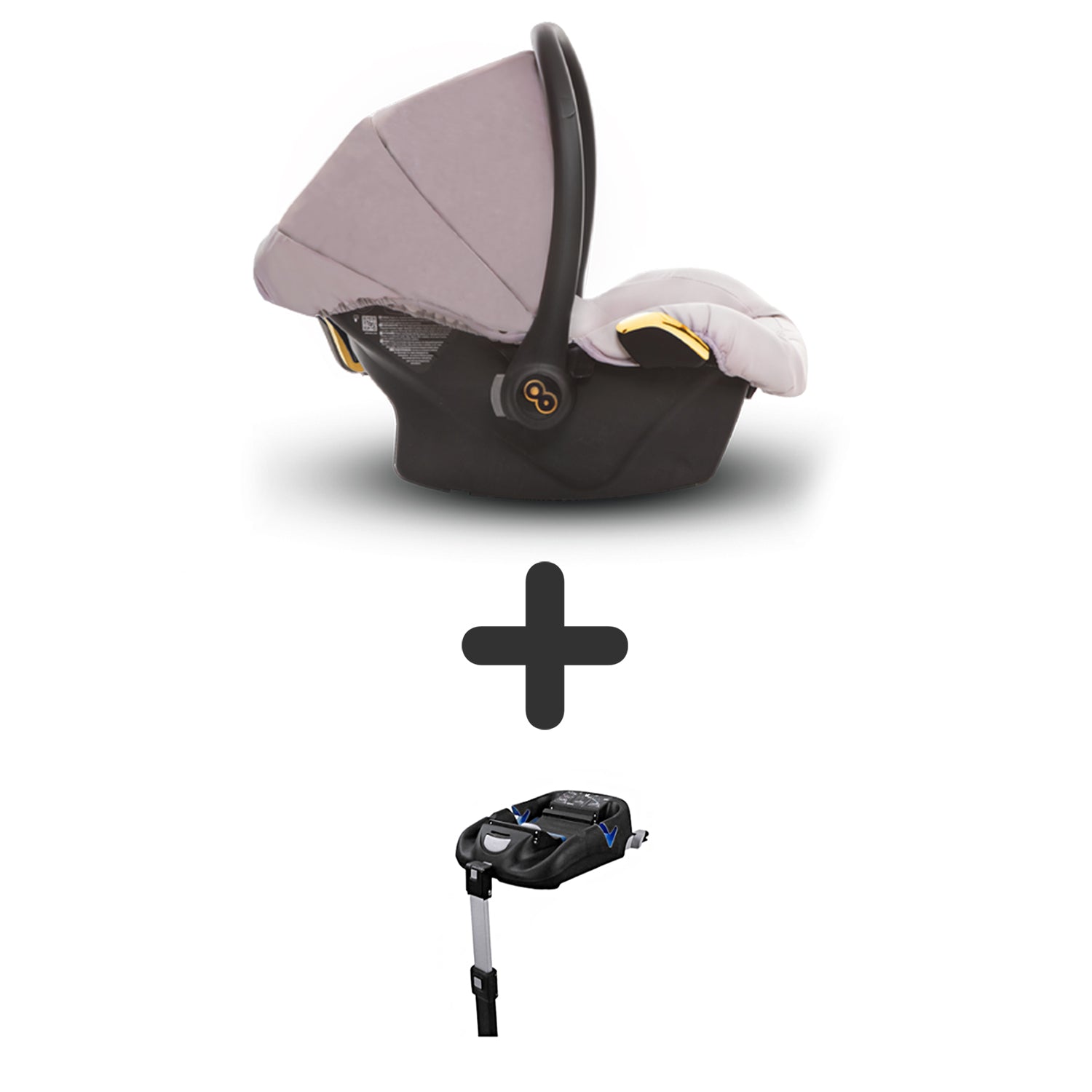 TPFLiving Babyschale Ultra Stoff mit oder ohne Isofix - Pastell / Gold / mit Isofix