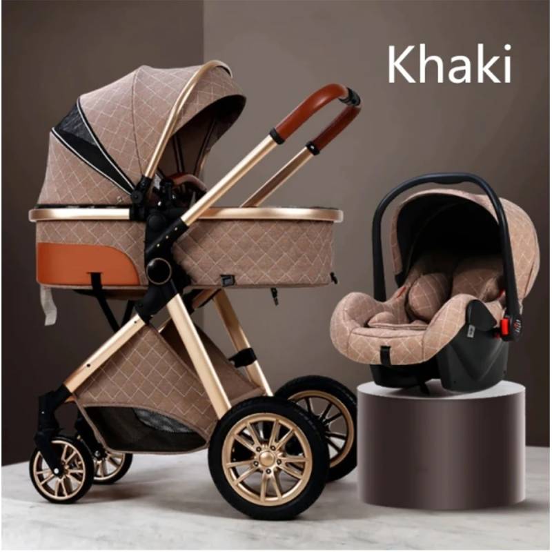 TPFLiving Kombi-Kinderwagen 3in1 Set - Modell 1 Stoff - Khaki