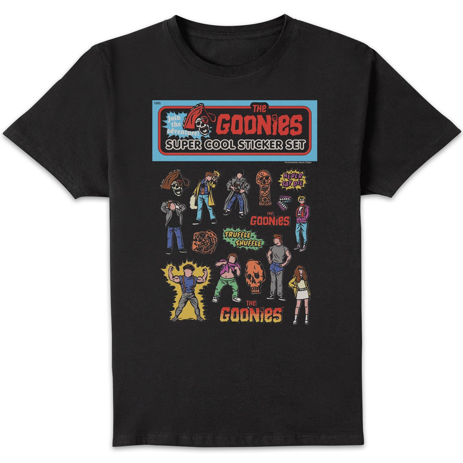 The Goonies Super Cool Sticker Set Unisex T-Shirt - Black - XS