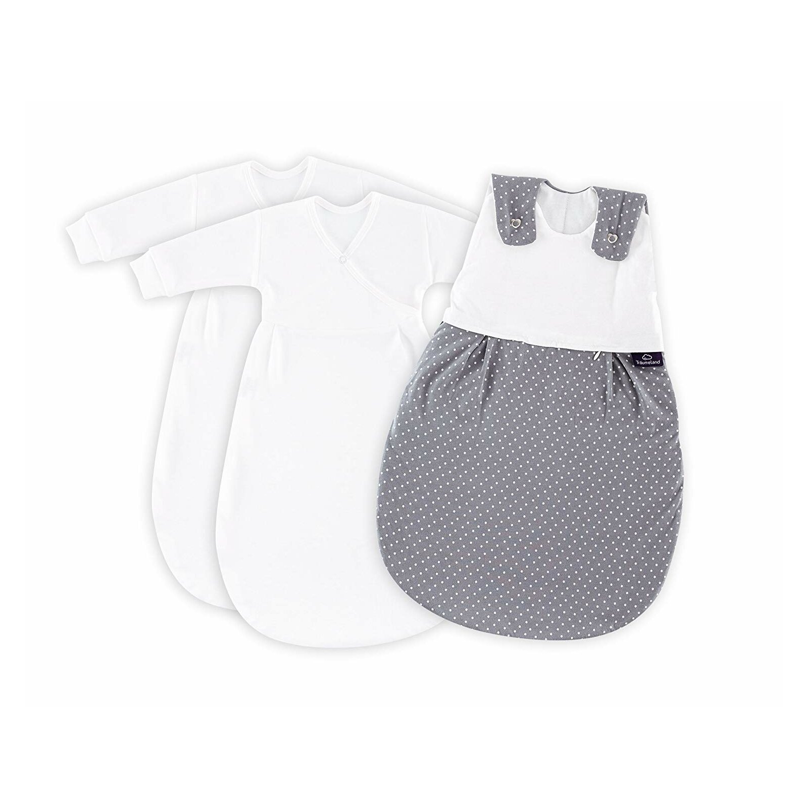 Träumeland - Babyschlafsack LIEBMICH 3-tlg PÜNKTCHEN-GRAU 44