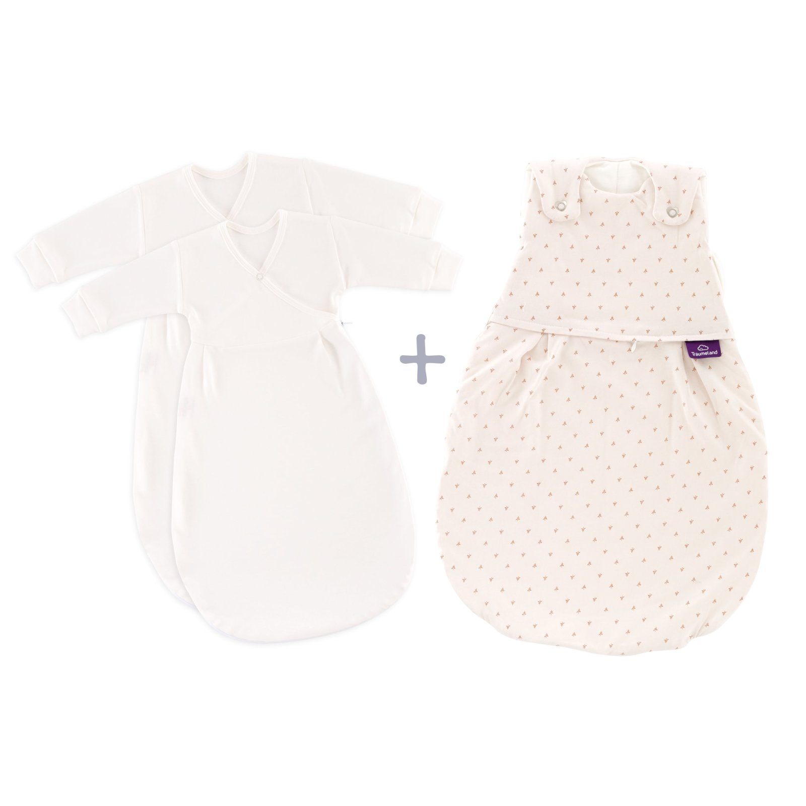 Träumeland - Babyschlafsack LIEBMICH 3tlg. Set, Twister beige, Größe 56/62 (1)