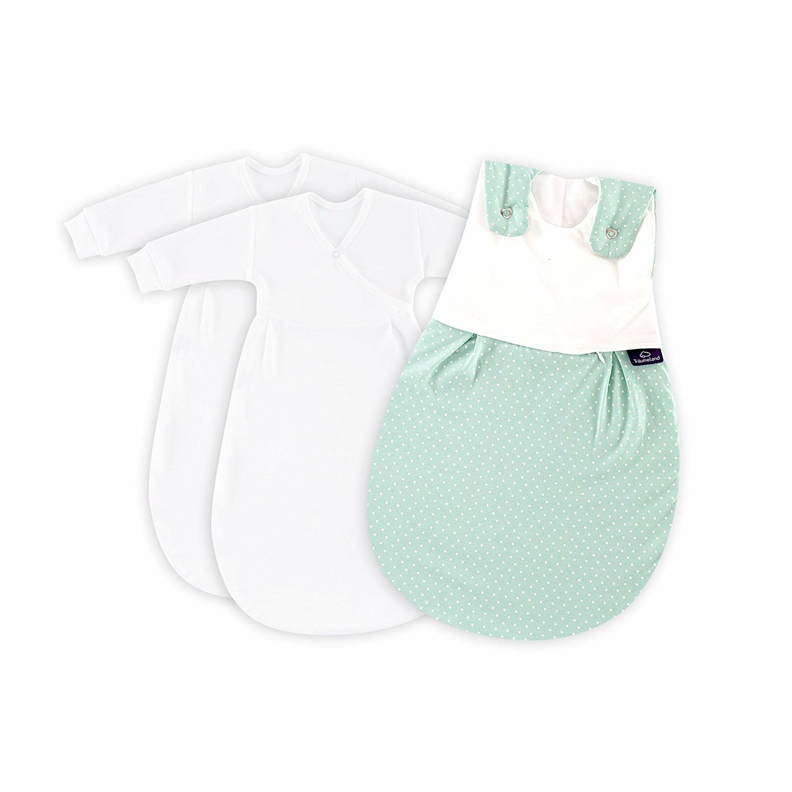 Träumeland - Babyschlafsack LIEBMICH 3-tlg PÜNKTCHEN-MINT 56/62