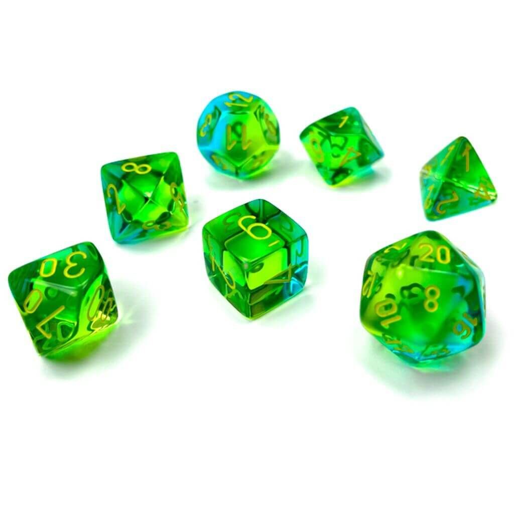 Translucent Gemini Green-Teal Yellow (7 Dice Set)